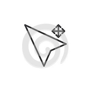 Cursor move arrow button outline icon