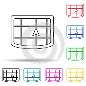 Cursor on the navigator multi color set icon. Simple thin line, outline vector of navigation icons for ui and ux, website or