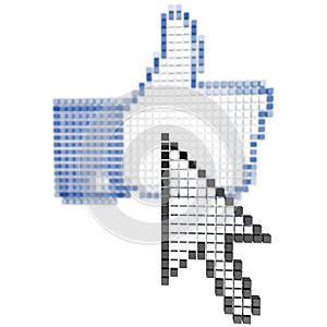 The cursor over an icon thumbs up isolated