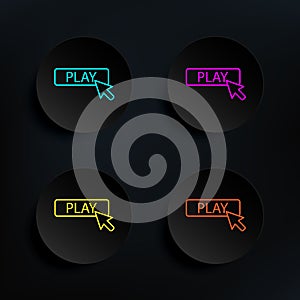 Cursor play dark badge color set icon. Simple thin line, outline vector of web icons for ui and ux, website or mobile application