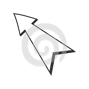 Cursor pointer icon. Arrow mouse symbol. Click selection Vector. Hand drawn element.