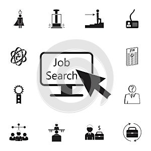 cursor pointer to monitor about job search icon. Detailed set of HR & Heat hunting icons. Premium quality graphic design sign. One
