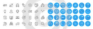 Cursor, Sales diagram and E-mail line icons pack. For web app. Color icon buttons. Vector