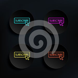 Cursor subscribe dark badge color set icon. Simple thin line, outline vector of web icons for ui and ux, website or mobile