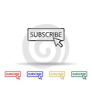 Cursor subscribe multi color icon. Simple thin line, outline vector of online and web icons for ui and ux, website or mobile