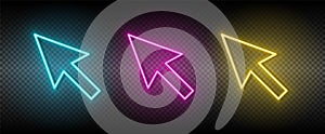 cursore vector icon yellow, pink, blue neon set. Tools vector icon