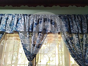 curtain design blue home decoration window transparent