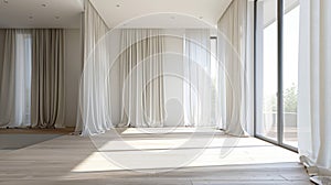 curtain design, tall curtains in a minimalist bright room enhance natural light, while adding a feeling of openness and photo