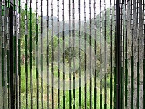 Curtain of glass beads hanging in the entrance