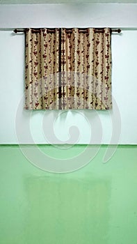 Curtain and green floor