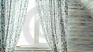 Curtain interior decoration in living room with sunlight