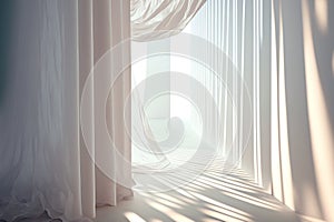 Curtain interior white pink silk drape sunlight