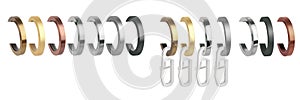 Curtain rings for eaves. Metal rings with clips for cornices