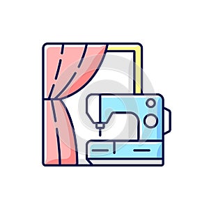 Curtain sewing and alteration RGB color icon