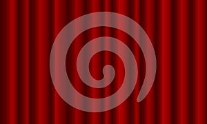 Curtain on stage. Red closed velvet curtain for circus, theatre, scene and club.