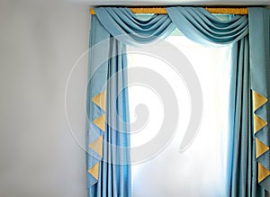 Curtain swags and tails stock photo