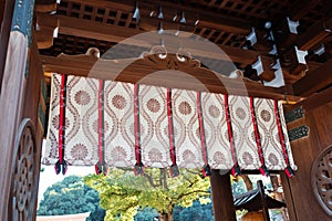 Curtain in the temple Meiji-Schrein. Close-up.