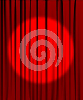 Curtain from the theatre with a spotlight