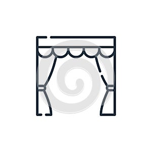 curtain vector icon isolated on white background. Outline, thin line curtain icon for website design and mobile, app development.