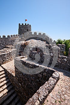 The curtain walls and solid tower of the Castle of the Moors. S