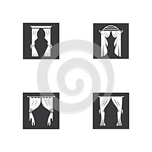 Curtain Window Room  curtains  furniture logo vector template illustration