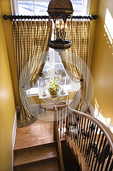 Curtained Window on Stair Landing