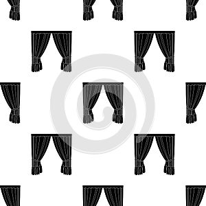 Curtains with drapery on the cornice.Curtains single icon in black style vector symbol stock illustration web.