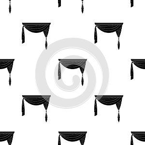 Curtains with drapery on the cornice.Curtains single icon in black style vector symbol stock illustration web.