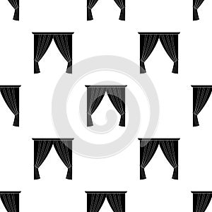 Curtains with drapery on the cornice.Curtains single icon in black style vector symbol stock illustration web.