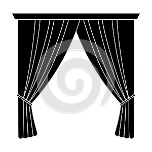 Curtains with drapery on the cornice.Curtains single icon in blake style vector symbol stock illustration web.