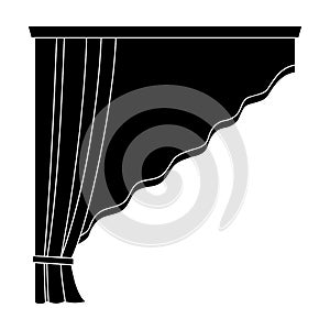 Curtains with drapery on the cornice.Curtains single icon in blake style vector symbol stock illustration web.