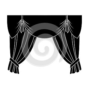 Curtains with drapery on the cornice.Curtains single icon in blake style vector symbol stock illustration web.