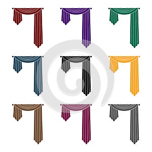 Curtains with drapery on the cornice.Curtains single icon in blake style vector symbol stock illustration web.
