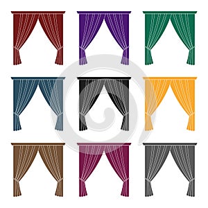 Curtains with drapery on the cornice.Curtains single icon in blake style vector symbol stock illustration web.