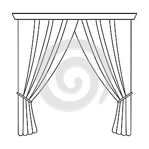 Curtains with drapery on the cornice.Curtains single icon in outline style vector symbol stock illustration web.