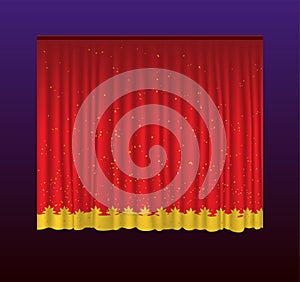 Curtains - realistic vector red drapes illustration