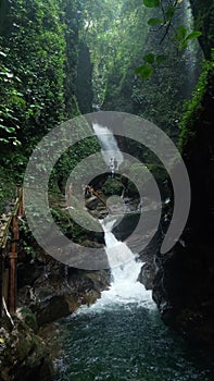 Curug Walet waterfall is one of the tourist destinations in the Gunung Halimun conservation area, Bogor, Indonesia