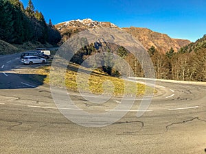 curva carretera del puerto del tourmalet en francia photo