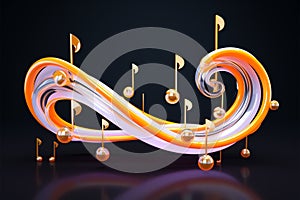 Curvaceous 3D music note captivating swirls, rendered with finesse