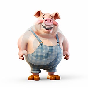 Curvaceous Piggy Farm Character 3d Render Plastic Cartoon In Tiago Hoisel Style