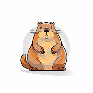 Curvaceous Simplicity: Cartoon Ground Beaver Icon Illustration