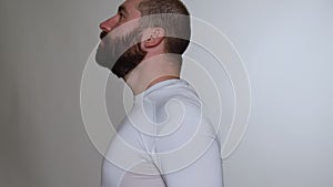 Curvature rachiocampsis, man with text neck isolated