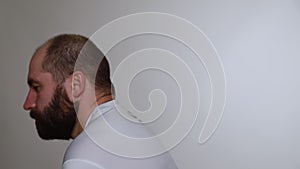 Curvature rachiocampsis, man with text neck isolated