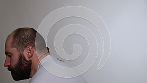 Curvature rachiocampsis, man with text neck isolated