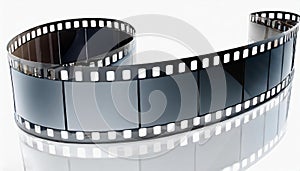 curve 35 mm filmstrip, blank filmstrip frame, isolated white background