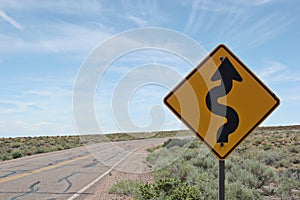 Curve ahead road sign