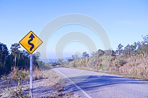 Curve ahead traffic sign