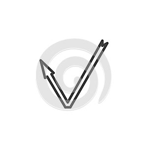 Curve arrow pointer line icon
