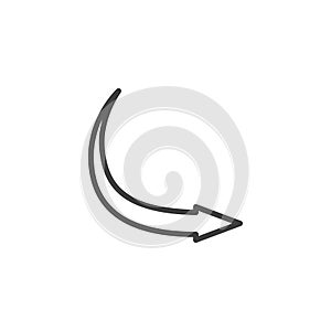 Curve arrow right line icon