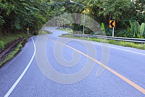 Curve of asphalt road in mountain